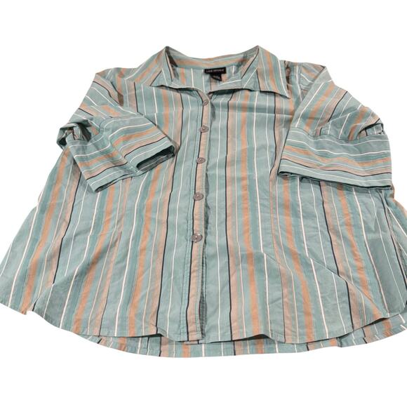 Lane Bryant 18/20 Teal Blue Button Down Blouse - Picture 1 of 5